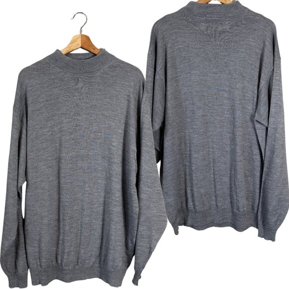 NWOT Giglio Rosso Wool Mock Neck Sweater Pullover Men's XXL Gray Italian Casual - Picture 1 of 12